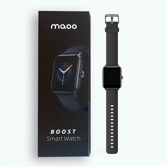 MAOO BOOST Smartwatch – Waterproof – Smartwatch voor Heren & Dames – Stappenteller, Hartslag & Slaapmonitor – Multisport – Android & iOS – Zwart