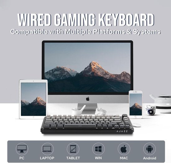 Ajazz AK820 MAX HE - 75% Bedraad RGB Gaming Toetsenbord - Hall Effect Rapid Trigger Mechanisch Toetsenborden - Zij Bedrukte toetsen - Gasket - Hot Swap - 8K Hz Polling Rate - QWERTY Toetsenborden - 82 Keys - Gradiënt Grijs