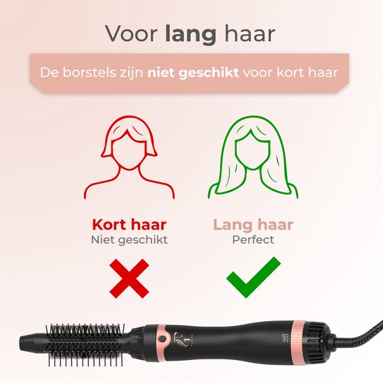 Flaire ROSÉ Föhnborstel met 2 Opzetstukken - Keramische Krulborstel - Ionisch - 1200W - Zwart