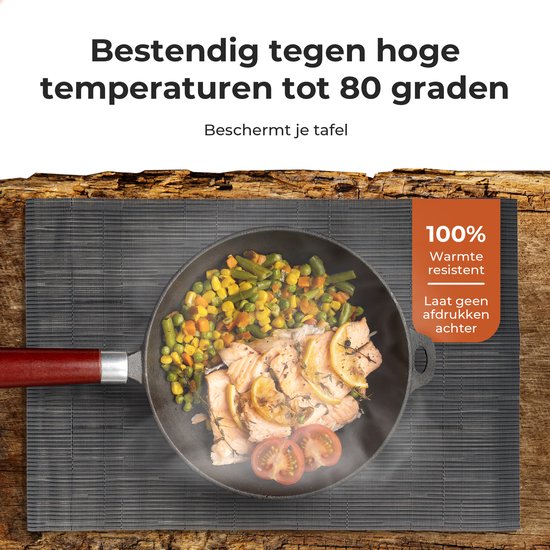 Castagnola Placemats - Placemat van Kunststof - Onderlegger - Onderzetter - Placemats Plastic en PVC - 6 Stuks - 45 x 30 cm - Zwart
