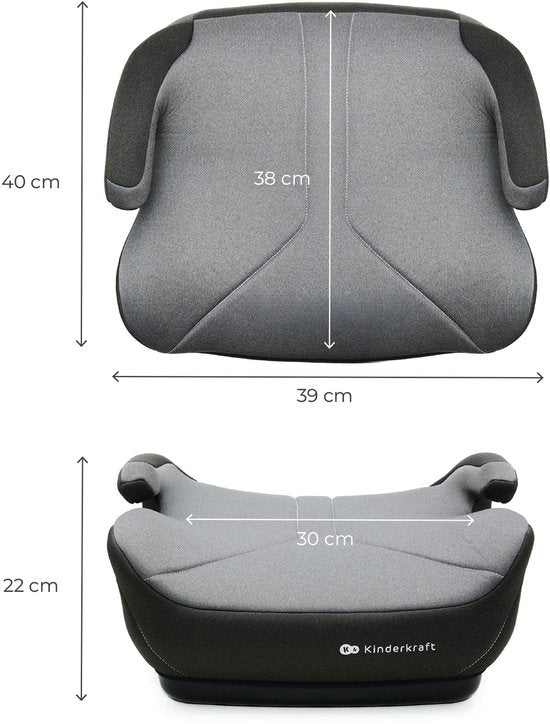 Kinderkraft I-BOOST 2 i-Size - Zitverhoger - Autostoel Booster - 125-150 cm 22-36 kg – 6-12 Jaar – R129 Goedgekeurd – Grijs