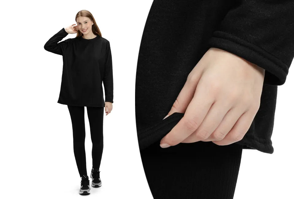 Milanoro Fleece Tuniek Dames - Warm Gevoerd - Zwart - Maat L