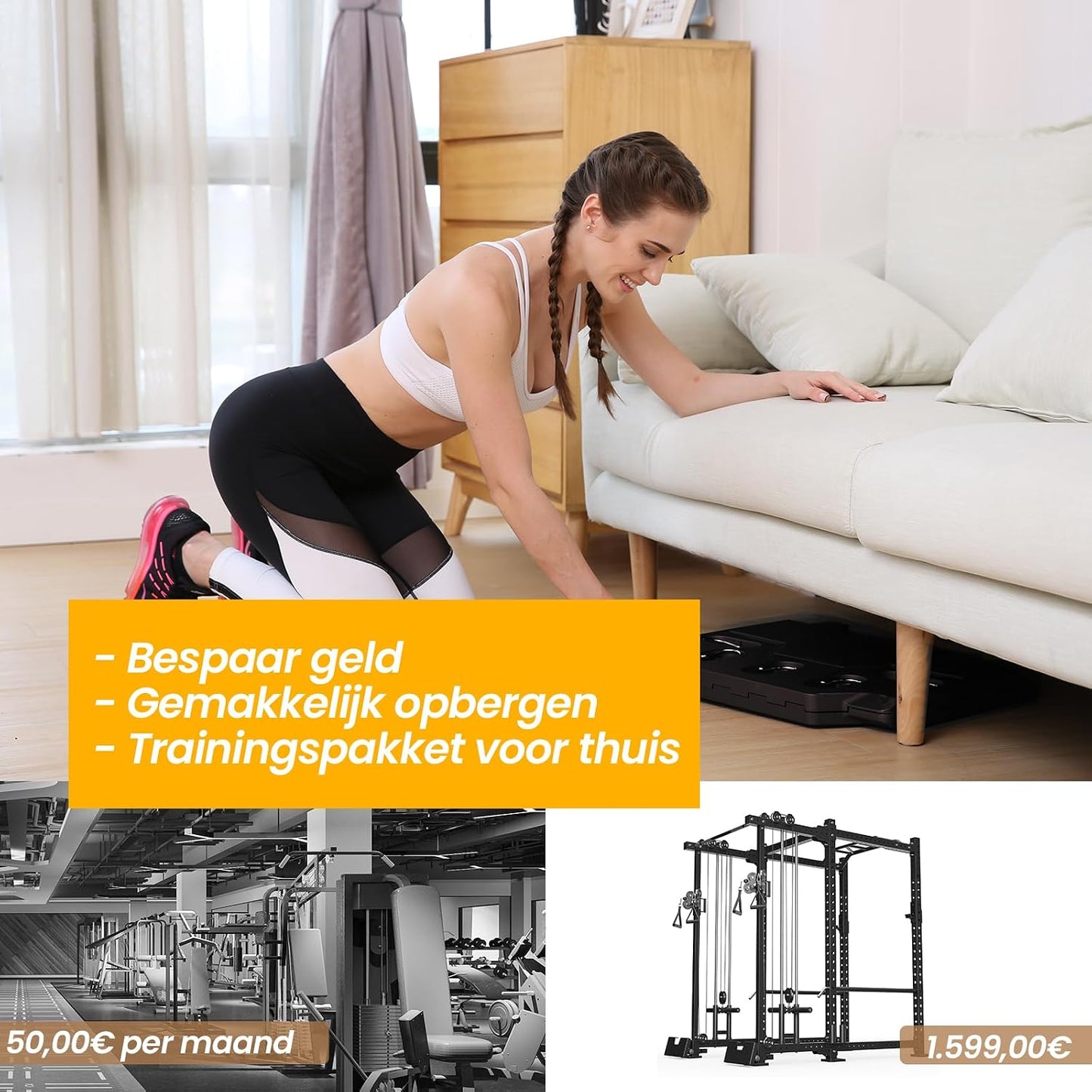 DH FitLife Compleet Thuistrainingsset Weerstandsbanden - 86 x 50 x 2,5 cm - Zwart