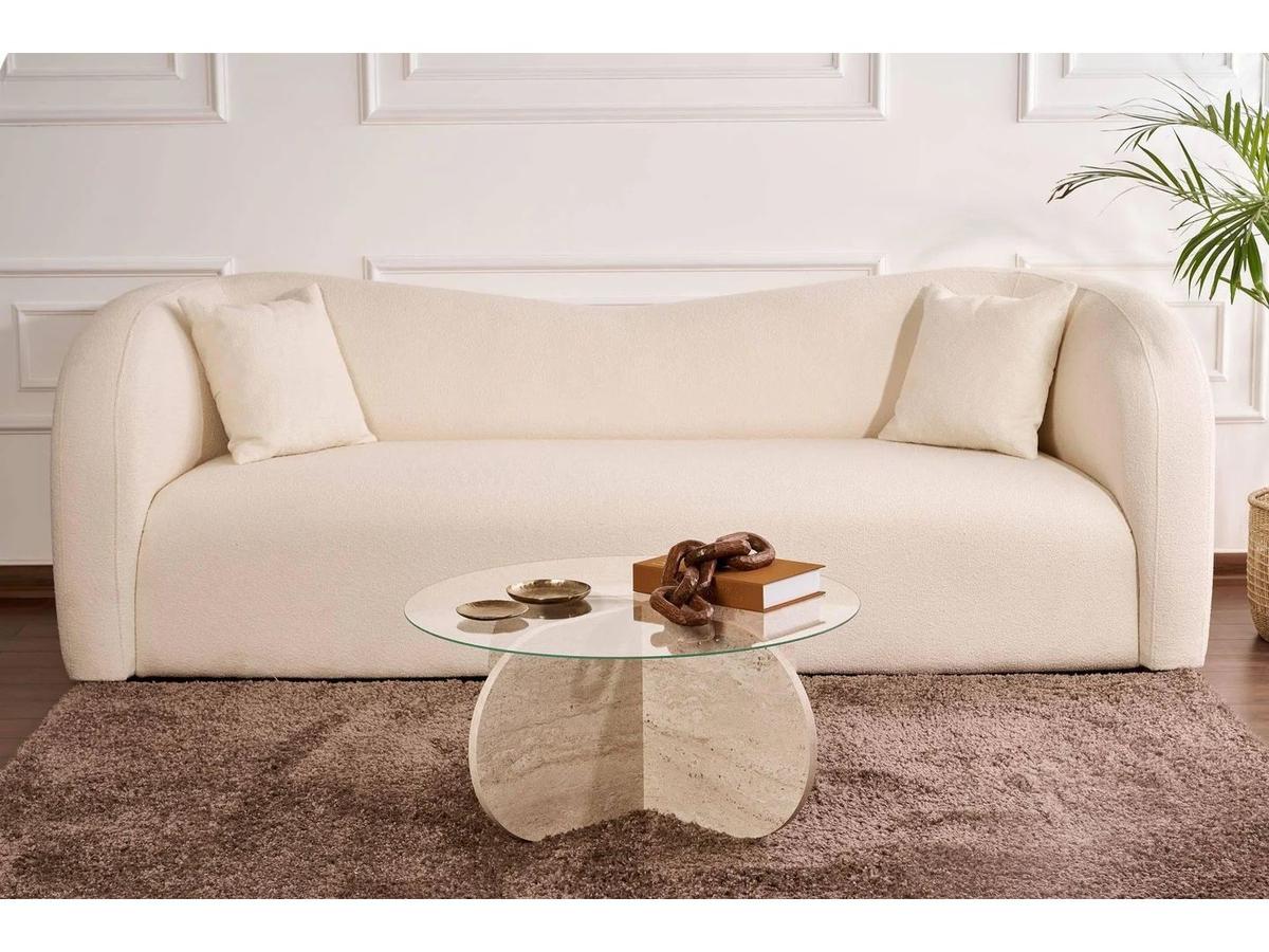 Kalune Design Aeris Salontafel - Transparant - Travertine - 110 x 60 x 40 cm