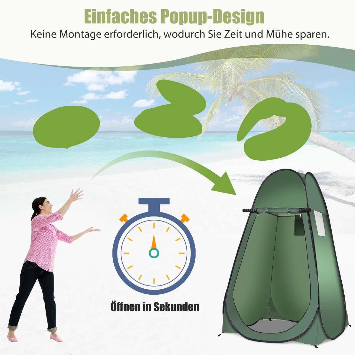 Coast Beach Douche Tent Kleedkamer Tent Toilet Tent Side Tent Large Tent Cabin Fold-Green