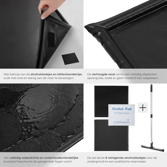 tectake® Garagemat - Vloermat - 550 x 240 cm - Antislip en Waterdicht - Inclusief Uitschuifbare Trekker, Klittenbandpads en Alcoholdoekjes - Milieumat - Werkplaatsmat - Voor Garage, Motor en Auto