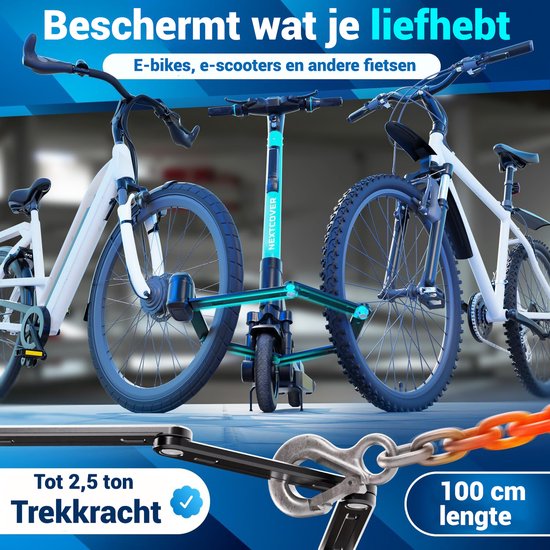 Nextcover Vouwslot 100cm FoldOne Pro | Fietsslot met Drie Sleutels | Fiets Slot met Houder | Slot voor Fietsen, E-Bikes, E-Scooter | SteelSecure-Technologie 3.0
