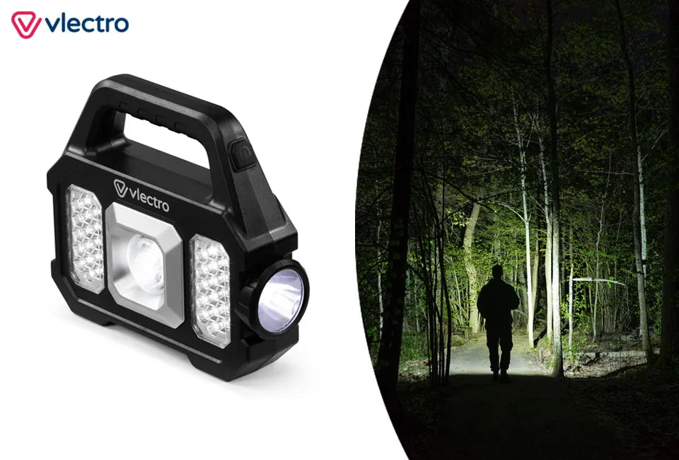 Vlectro Oplaadbare Zaklampen - 2 Stuks - Zonne-energie/USB-C - 500 lumen - IP44