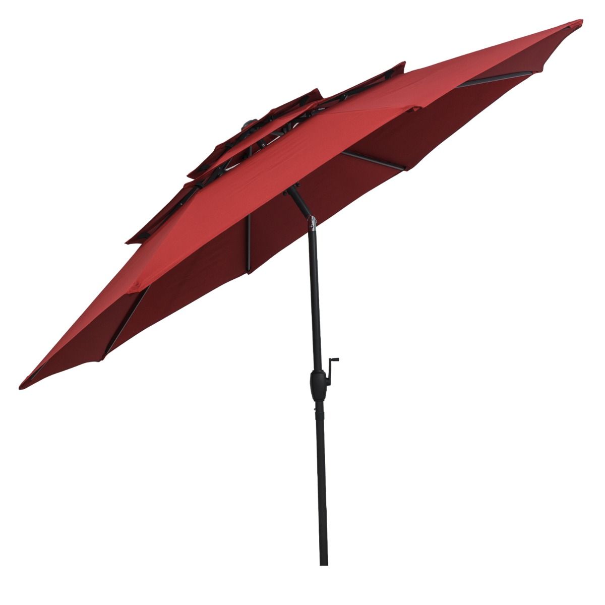 Coast Grote Parasol 300 cm Rood – 3-Laagse Tafelparasol met Kantelmechanisme, Handslinger en 8 Stevige Ribben – Voor Tuin, Terras of Strand