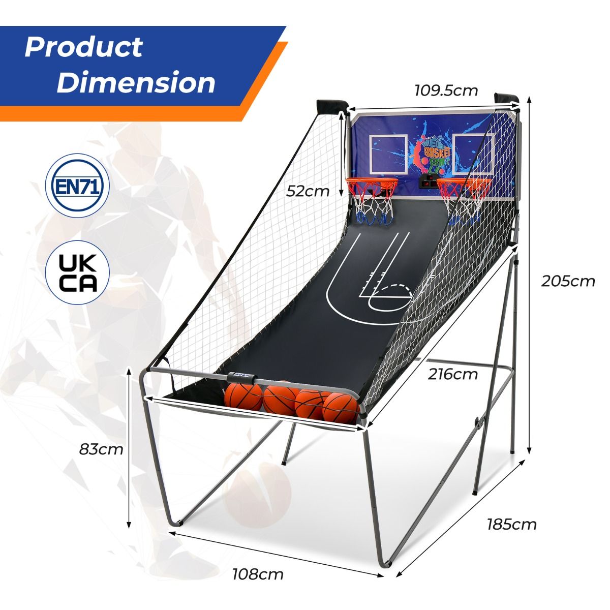 Coast Elektronisch Basketbalspel voor Binnen - Dubbel Schieten - Automatische Score - Donkerblauw + Zwart