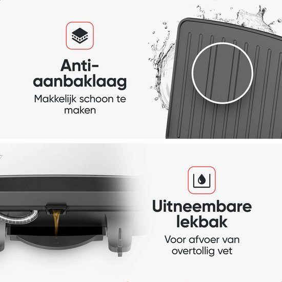 Kitchenwell Contactgrill - Grill apparaat - Tosti apparaat - Anti-aanbaklaag - 3-in-1 -180 °C grill