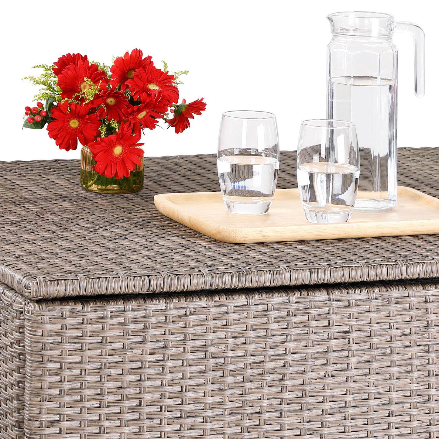 Casaria Polyrattan Kussenbox Tuinbox - Beige - 75x75x70cm