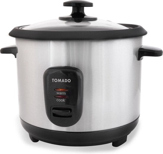 Tomado TRC1001S - Rijstkoker - 5 porties - 1 liter inhoud - Warmhoudfunctie - Anti aanbaklaag - PFAS vrij - RVS design