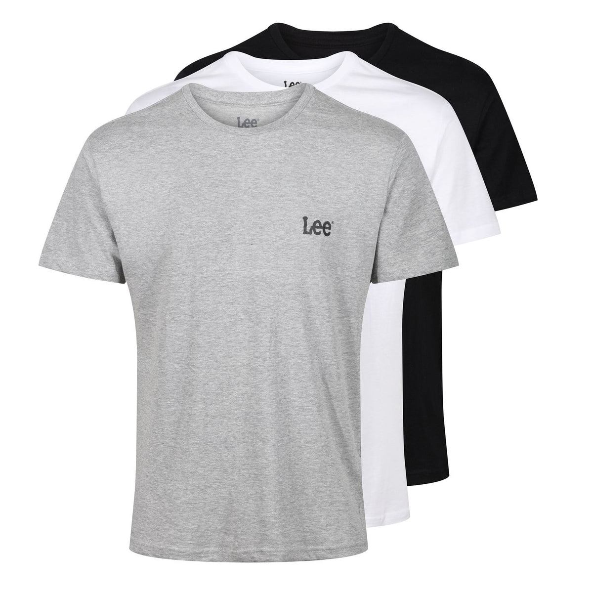 LEE CREW T-shirt met boorden - Arlen - zwart/wit/grijs melange - maat S