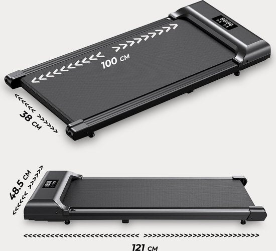 Fitby Loopband - Walking Pad - Wandelband - 1-8km/u - LED scherm - Zwart