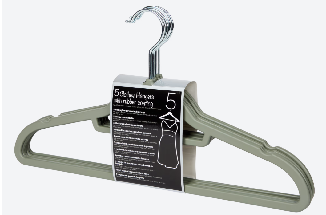 Kledinghangers Set van 5 - Groen/Zwart - Anti-Slip, 55% Gerecycled Materiaal
