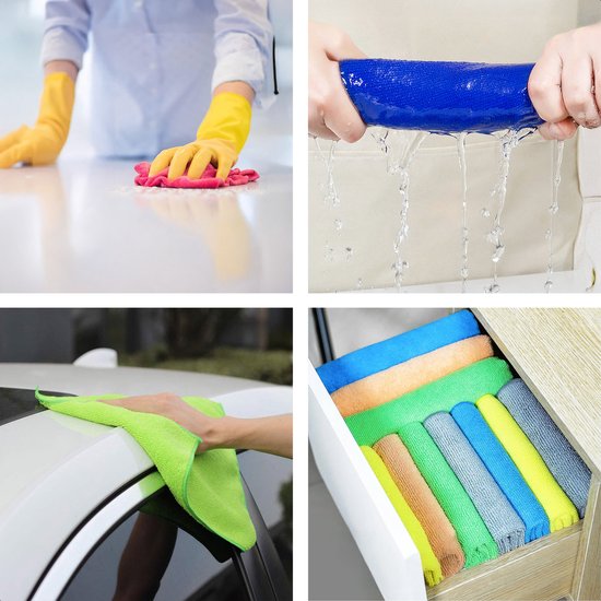 LUFT Microvezel doekjes - 14 stuks - 30x30cm - Geschikt voor raam, schoonmaak, ruiten, auto - Wisser - Reiniger - Schoonmaak doeken - Poets doek - Droogdoek - Vaatdoekjes