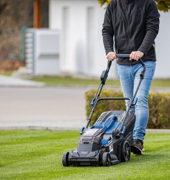 Scheppach BC-MP380-X Accu Grasmaaier - 2x20V - Mulchfunctie - 38cm maaibreedte - 6 instelbare maaihoogtes: 27-75mm - Voor tuinen tot 500m² 45L opvangbak -