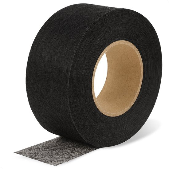 Strijkband - 60 meter - 3 cm breed - Zoomband - Instrijkbaar - Gordijnband - Kantenband - Plooiband - Vlieseline - Opstrijkbaar - Zwart