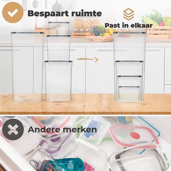 Stosh Vershoudbakjes - Voorraadpotten - Voorraadbussen - Snoeppot - 16 Stuks - BPA vrij - Kunststof