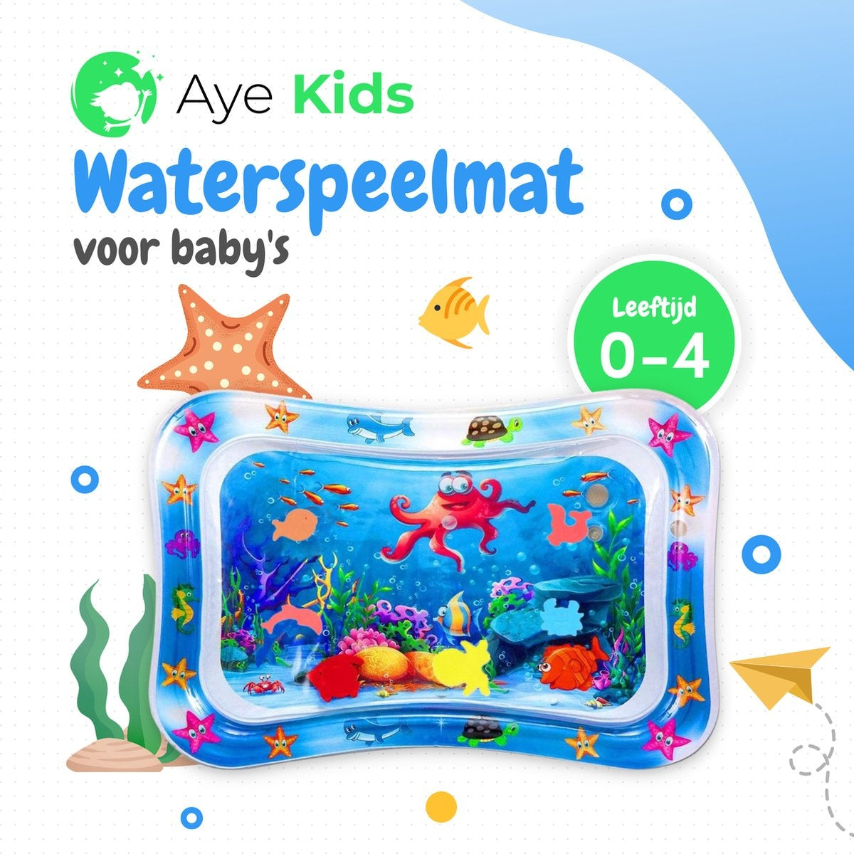 AyeKids Waterspeelmat - Watermat - Speelkleed - Opblaasbaar - Watermat Baby - Blauw