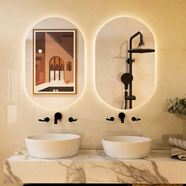 Coast Led-Spiegel Zilver – Ovaal met Anti-Condens en Dimbare LED-Verlichting – 80 x 50 cm