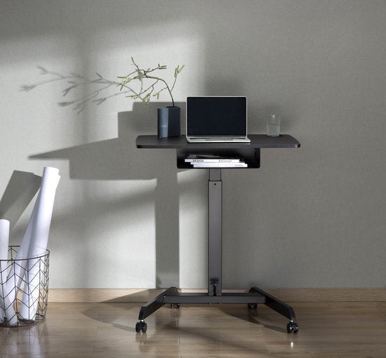 VDD Gaming - Bureau - Laptop Tafel - Zit Sta Bureau - Verrijdbaar - Workstation - Laptop Standaard - Bijzet Tafel op Wielen - Zwart