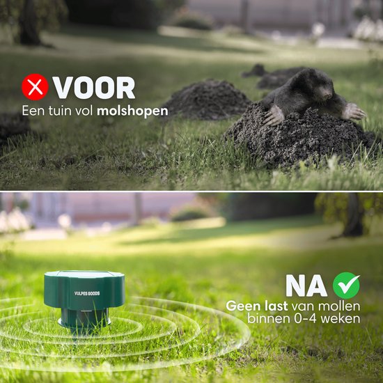Vulpes Goods® Verjager - Mollenverjager - 4 Stuks - Muizenverjager - Mollenbestrijding - Werkt op zonne-energie - Waterdicht - Diervriendelijk - PRO V2