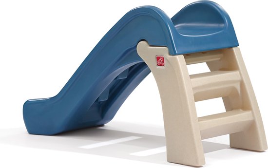 Step2 Play & Fold Jr. Glijbaan in blauw - Opvouwbare glijbaan voor peuter / kind van 1,5 tot 4 jaar - Plastic kinderglijbaan voor de tuin / buiten