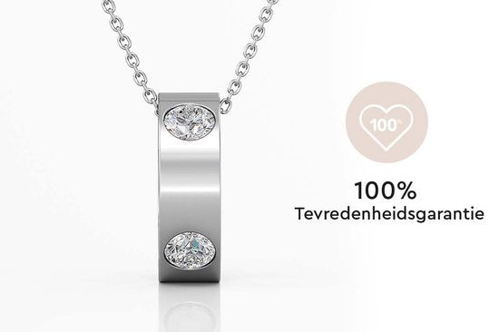 Yolora Dames Ketting met Hanger en Kalpa Camaka Kristallen - Zilver kleurig - 18K Witgoud Verguld - Cadeauverpakking - Moederdag Cadeautje
