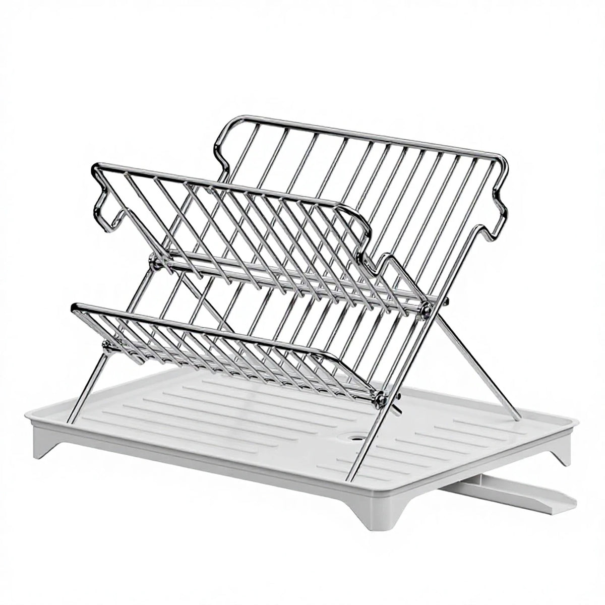 Maxcook Opvouwbaar Afdruiprek - 2-laags RVS - Met Lekbak - 42 × 32 × 30 cm