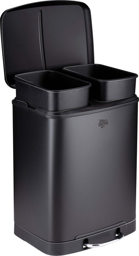 Dirt Devil Pedaalemmer - Prullenbak Afvalscheiding - 2x 12L - Zwart
