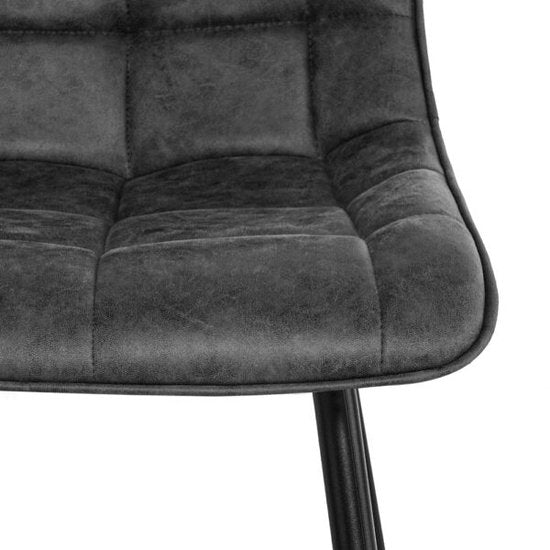 Refurna Eetkamerstoel - Luxe - Microleder - Max. 125 kg - 62 x 51 x 85 cm - Antraciet