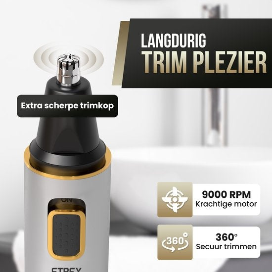 Strex 3 In 1 Neushaartrimmer Set - Oplaadbaar & Afspoelbaar - Neustrimmer / Oortrimmer / Wenkbrauwtrimmer / Baardtrimmer - Mannen & Vrouwen