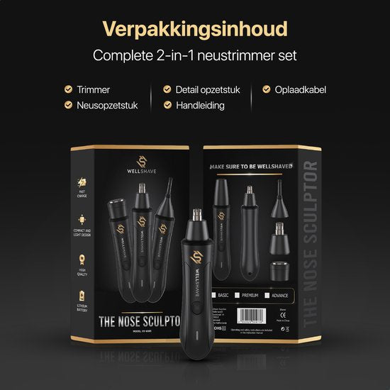 Wellshave 2 in 1 Neustrimmer Premium - Wenkbrauw en Oorhaar trimmer - Neushaartrimmer voor mannen - Wenkbrauw Trimmer