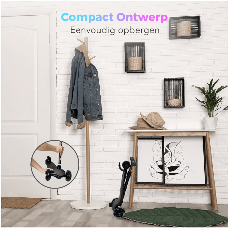 LifeGoods HappyStep - Kinderstep - Step 2-5 Jaar - 3 Lichtgevende Wielen - Zwart