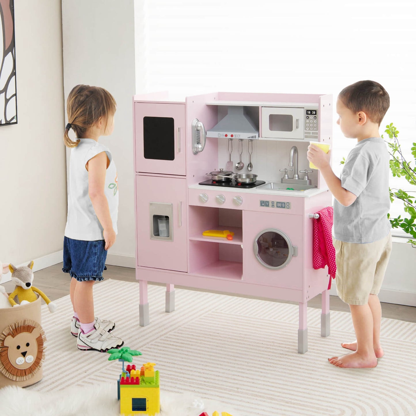 Coast Kinderkeuken met 16 spelaccessoires voor kinderen van 3 jaar 83 x 29 x 103 cm roze
