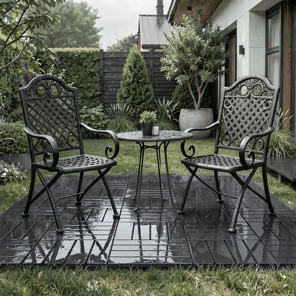 SoBuy Kunststof Vloertegels Zwart - Kliksysteem - Antislip Houtlook - Draagkracht 113 kg