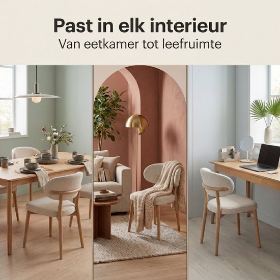 Bayt Japandi eetkamerstoelen - Set van 2 - Beige