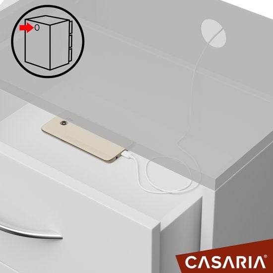 Casaria Nachtkastje Eloise – 3 Laden 54x39x28cm – Wit