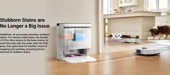 Eureka - J15 Pro Ultra white - Robotstofzuiger met dweilfunctie - zelfreinigend basisstation