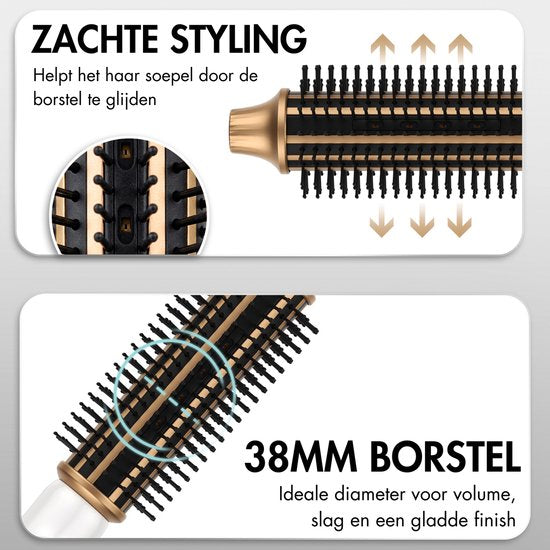 Sansbeauté® Blowout 3-in-1 Thermal Brush 38 mm - Keramische Warmteborstel - Multistyler - Airstyler - Krulborstel - Haarborstel - Stijlborstel - Warmteborstel - Volume en Krullen - Roterende Kabel