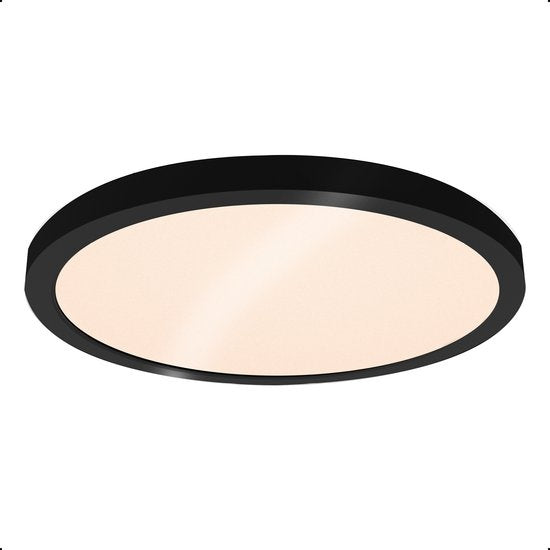 Goliving Plafondlamp – Plafonniere – Led – Extra Dun – 3 lichtkleuren– Slaapkamer – Badkamer – Woonkamer – Ø 23cm – Zwart