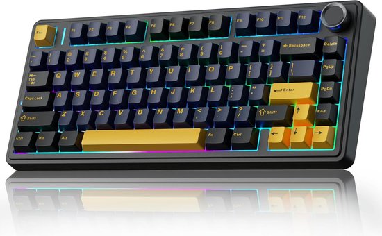 AULA F75 - Draadloze Gaming Toetsenbord - Mechanisch - Gasket - Hot Swap - QWERTY Toetsenborden - Tri mode - 80 Keys - Donder zwart