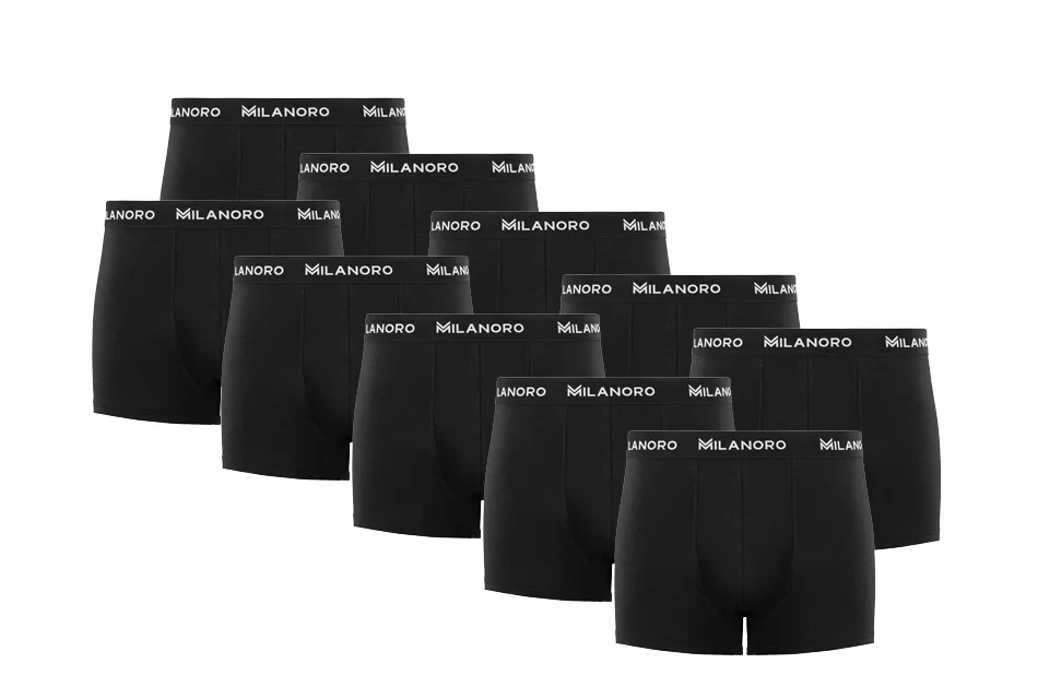 Milanoro - Set van 10 stijlvolle katoenen boxershorts - Zwart - XXL