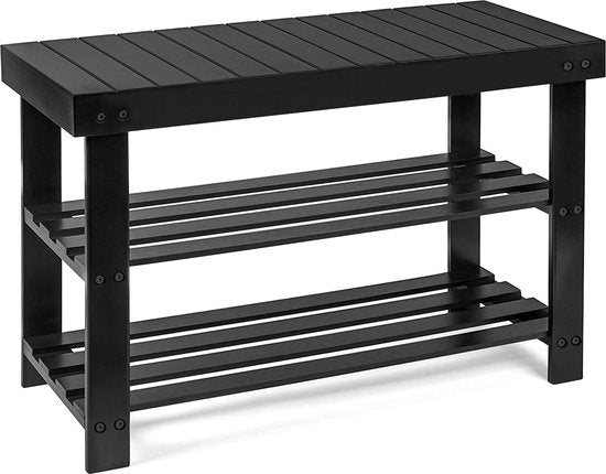 Bayt Schoenenrek - Schoenenkast - Schoenenbank - Hout - Zwart - 28 x 45 x 70 cm