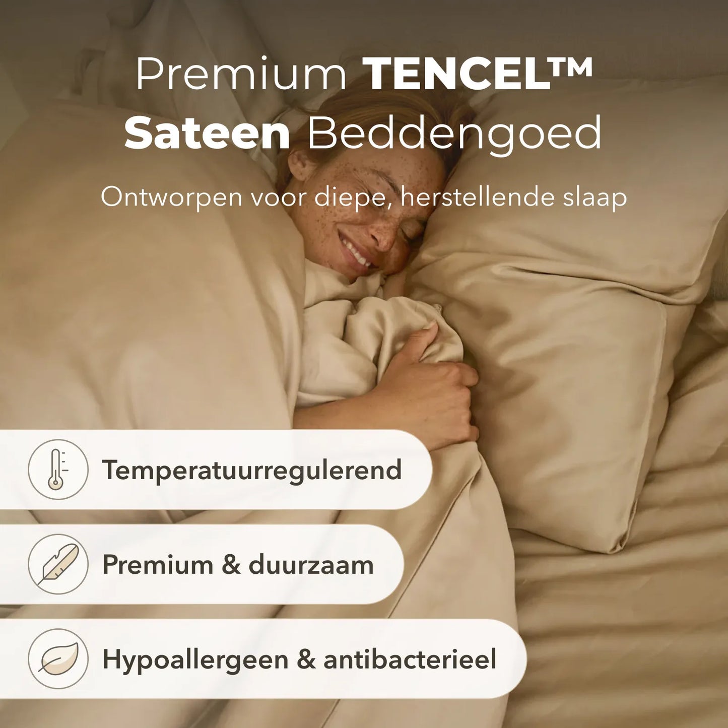 Sjumo – Tencel Sateen Hoeslaken – 140x200 cm – Honey Glow Tencel & Katoen-Satijn – Hoogwaardige Glans & Zijdezacht – Antiallergisch & Ademend – Luxe Hotelkwaliteit Comfort