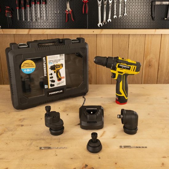 Compacte 4-in-1 multifunctionele schroevendraaier 12V POWXBOX001 – incl. batterij 12V en 2.0Ah lader