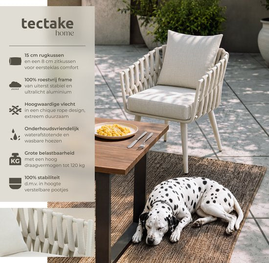 tectake® Tuinstoel Lugano - Loungestoel met Aluminium Frame - Buitenstoel in Rope-Design - Buiten Fauteuil met Dikke Kussens - Voor Tuin of Balkon - Terrasstoel - UV- en Weerbestendig - Antraciet