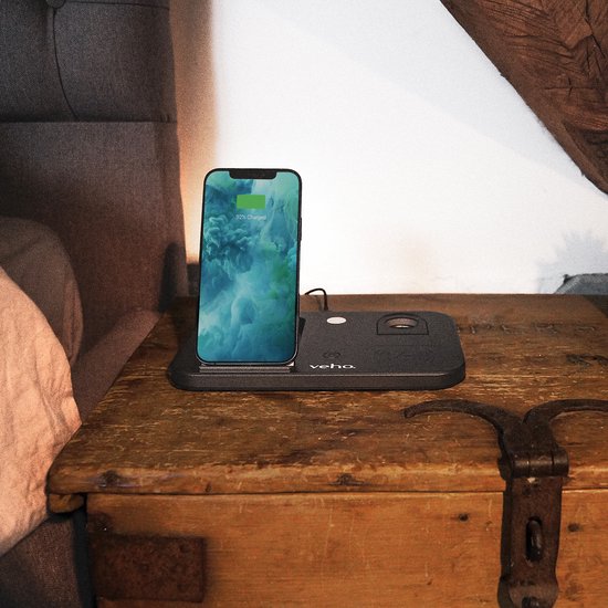 Veho DS-7 draadloos oplaadstation met LED nachtlampje